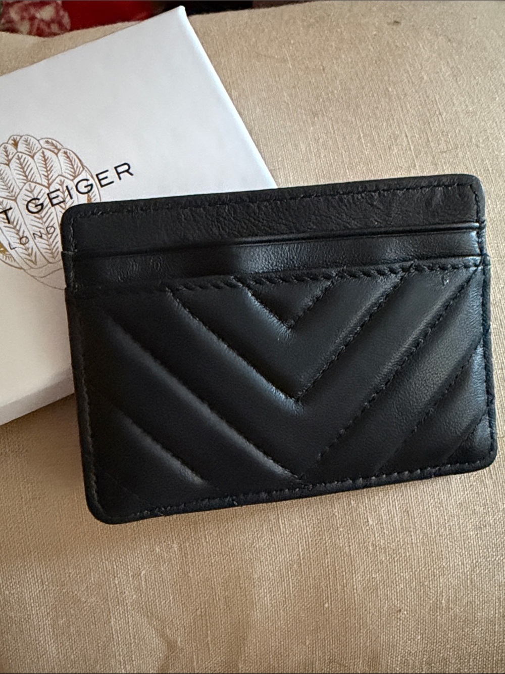 Kurt Geiger Quilted Black Leather Card Holder